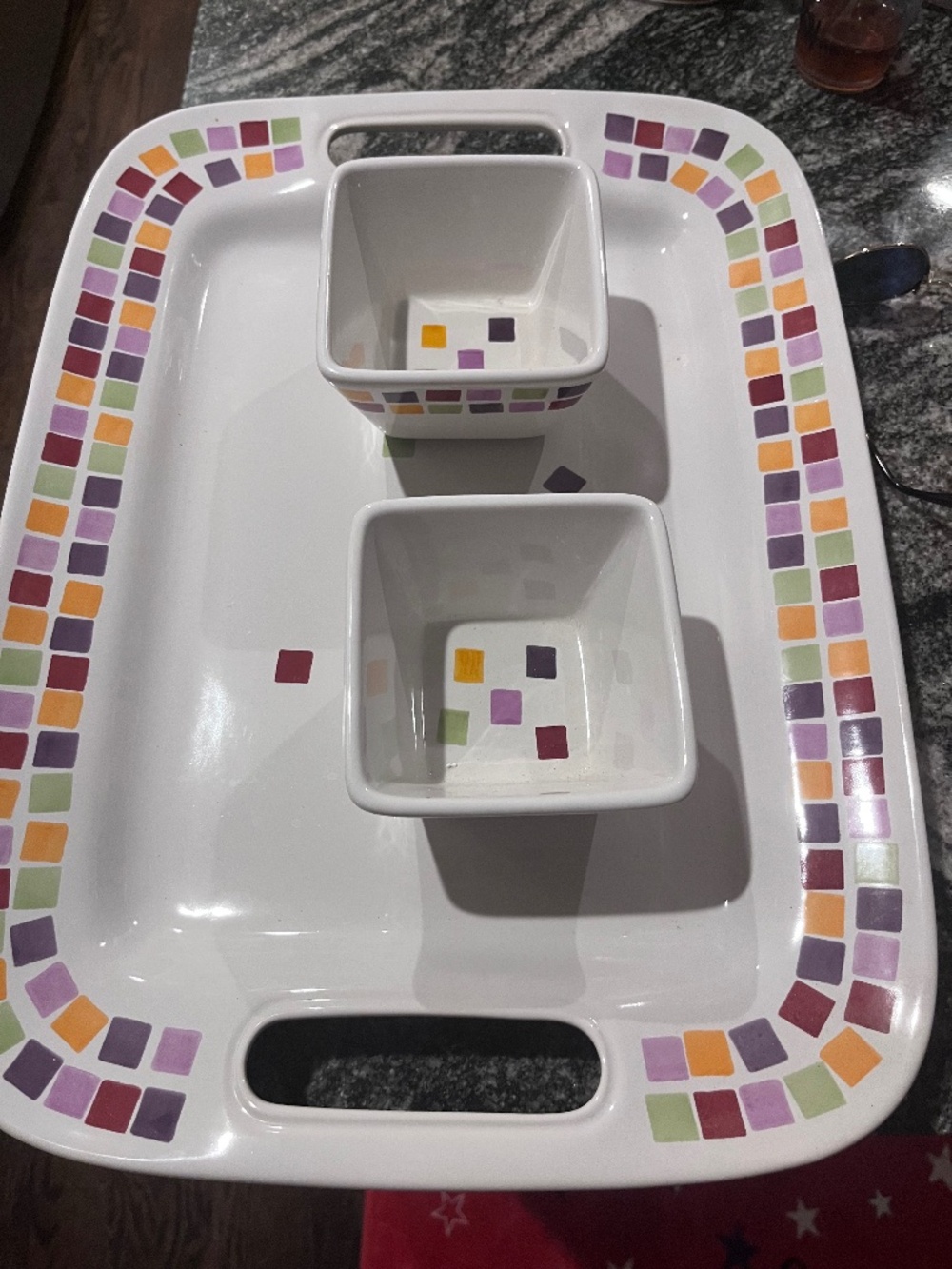 Retired Pampered Chef Simple Additions Tiles Platter & Matching Bowls Set